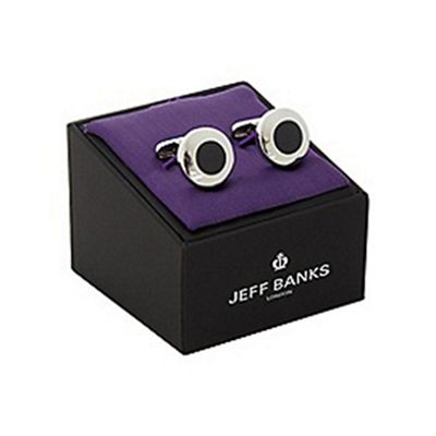 Silver round cufflinks in a gift box